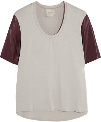 Mason by Michelle Mason Leather-sleeved jersey T-shirt