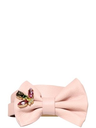 RED Valentino 10mm Jeweled Bow Leather Belt