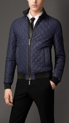 Burberry Leather Trim Quilted Blouson
