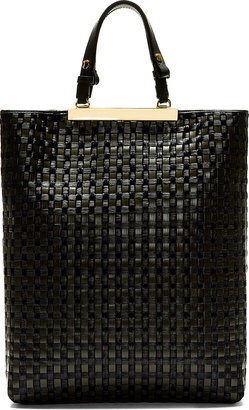 Marni Black Woven Leather & Raffia Tote Bag