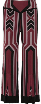 Anna Sui Geometric-print silk-crepe wide-leg pants