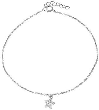 Journee Collection 1/2 CT. T.W. Round Cut Cubic Zirconia Prong Set Star Pendant Chain Anklet in Sterling Silver - Silver