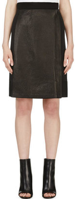 Calvin Klein Collection Black Leather Panel Nousha Wrap Skirt