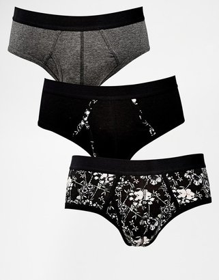 ASOS 3 Pack Briefs with Floral Design