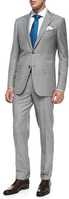 Ermenegildo Zegna Trofeo Wool Windowpane Suit, Black/White