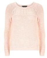 Dorothy Perkins Womens Coral pointelle yoke detail jumper- Coral