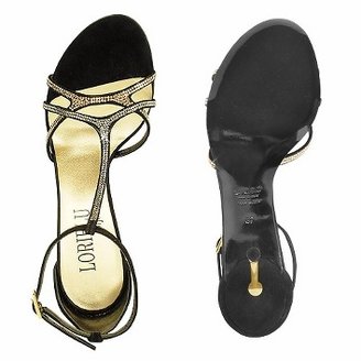 Loriblu Crystal T-strap Black Suede Evening Sandal