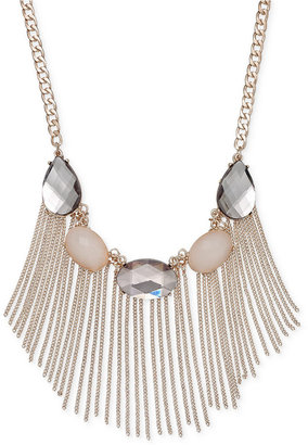 INC International Concepts Rose Gold-Tone Stone Tassel Frontal Necklace