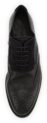 Alexander McQueen Suede/Leather Brogue Oxford, Black