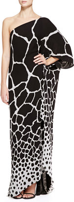 Roberto Cavalli Giraffe-Print One-Shoulder Gown