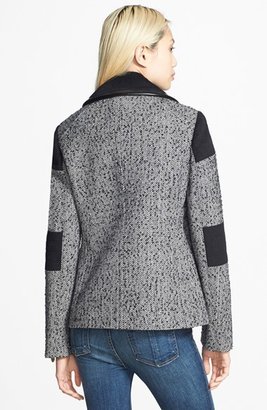 Betsey Johnson Mixed Media Tweed Peacoat (Online Only)