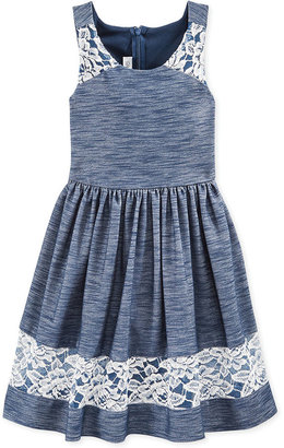 Bonnie Jean Little Girls' Chambray Lace Dress