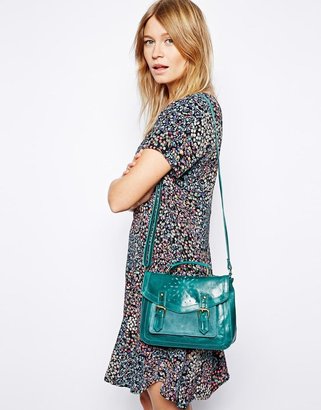 ASOS Leather Satchel Bag With Floral Punch Out