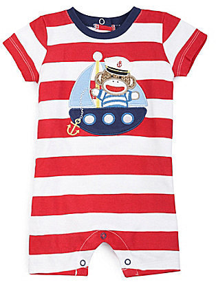 Baby Starters 3-12 Months Sock Monkey Sailor Wide-Stripe Coverall