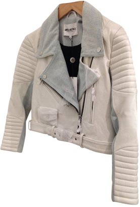 American Retro White Leather Jacket