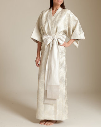 Daniel Hanson Silk Silk Filigree Jacquard Long Kimono