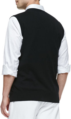 Peter Millar Jersey V-Neck Vest, Black