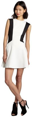 Hayden ivory and black fit and flare colorblocked stretch knit dress