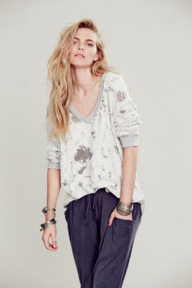 Free People Distressed V Neck Pullover