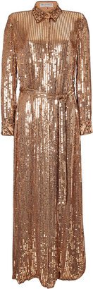 Emilio Pucci Silk Georgette Sequined Gown in Gold Gr. 42