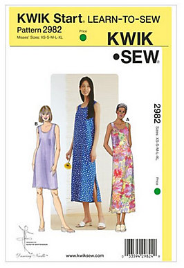 Kwik Sew Learn-To-Sew Dress Sewing Patterns, 2982