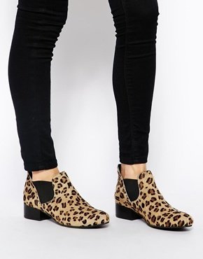 ASOS AGENT Leather Chelsea Ankle Boots - Leopard pony