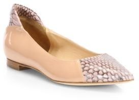 Reed Krakoff Academy Snakeskin & Patent Leather Ballet Flats