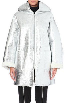 Jean Paul Gaultier Hooded metallic shearling coat