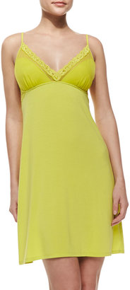 Josie Feathers Lace-Back Chemise, Chartreuse