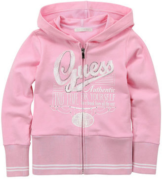 GUESS full zip light pink fleece hoodie