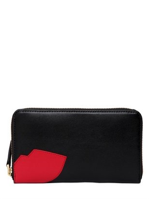 Lulu Guinness Lip Leather Zip Around Wallet