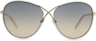 Tom Ford Ivory Plastic & Golden Metal Sunglasses