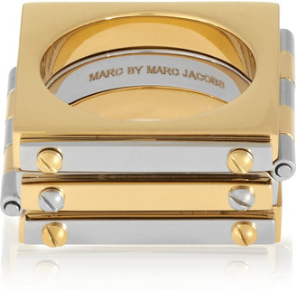 Marc by Marc Jacobs Gold and gunmetal-tone hinged ring