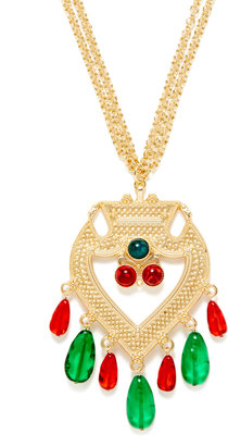 Kenneth Jay Lane Red & Green Geometric Pendant Necklace