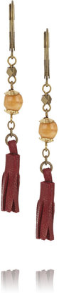 Isabel Marant Dangerous Minds gold-tone, bone and leather earrings
