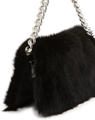 Alexander McQueen Folded Fur Clutch Bag, Black