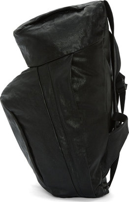 Julius Black Grain Leather Oblong Backpack
