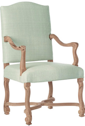 OKA Annecy Dining Chair with Arms, Eau de Nil Silk