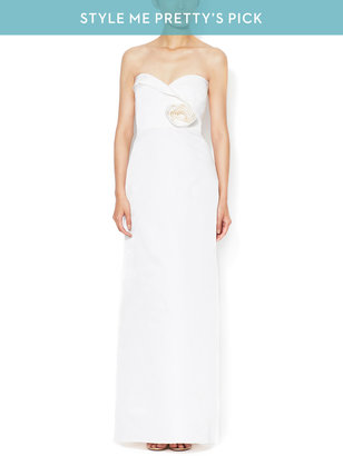 Valentino Silk Rosette Strapless Gown