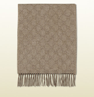 Gucci GG jacquard pattern scarf with fringe