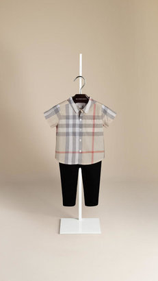 Burberry Washed Check Cotton Short Sleeve Shirt