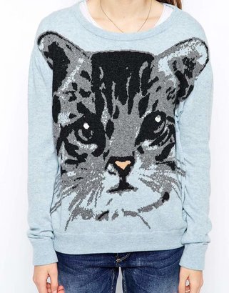 Paul & Joe Sister Knitted Sweater with Cat Intarsia