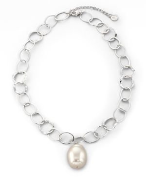 Majorica 22MM White Baroque Pearl & Sterling Silver Chain Drop Pendant Necklace