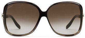 Gucci Medium square frame sunglasses with heart-shaped interlocking G logo.