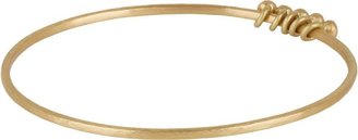 Malcolm Betts Hammered Gold Bangle with Diamond Ring Charms-Colorless