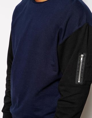 ASOS Oversized Sweatshirt With MA1 Pocket