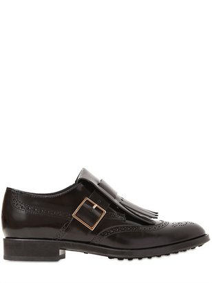 Tod's 20mm Brogue Brushed Leather Shoes