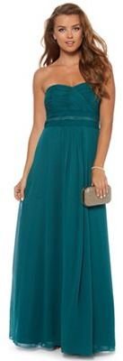 Debut Bottle green ruched bodice lace maxi dress