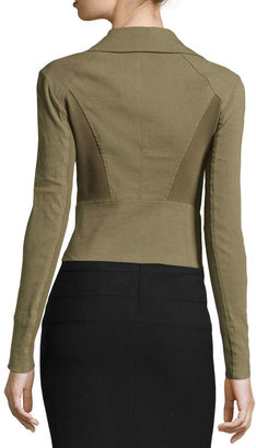 Donna Karan Zip-Front Cropped Jacket W/ Jersey Insets