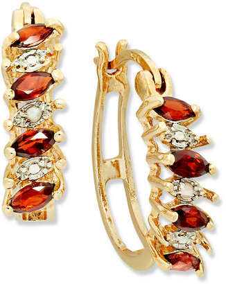 Macy's Victoria Townsend 18k Gold over Sterling Silver Earrings, Garnet (3/4 ct. t.w.) and Diamond Accent Hoop Earrings